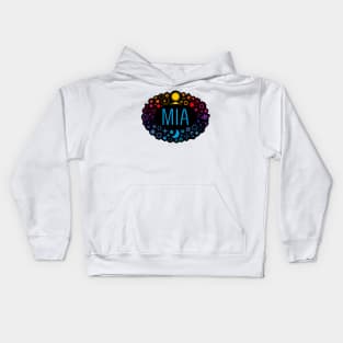 Mia name surrounded by space Kids Hoodie